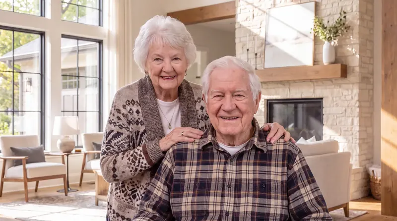 An older couple at home